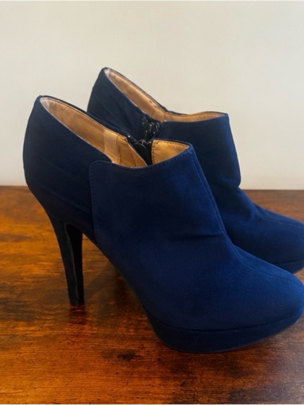 Navy High-Heel Ankle Booties size 10